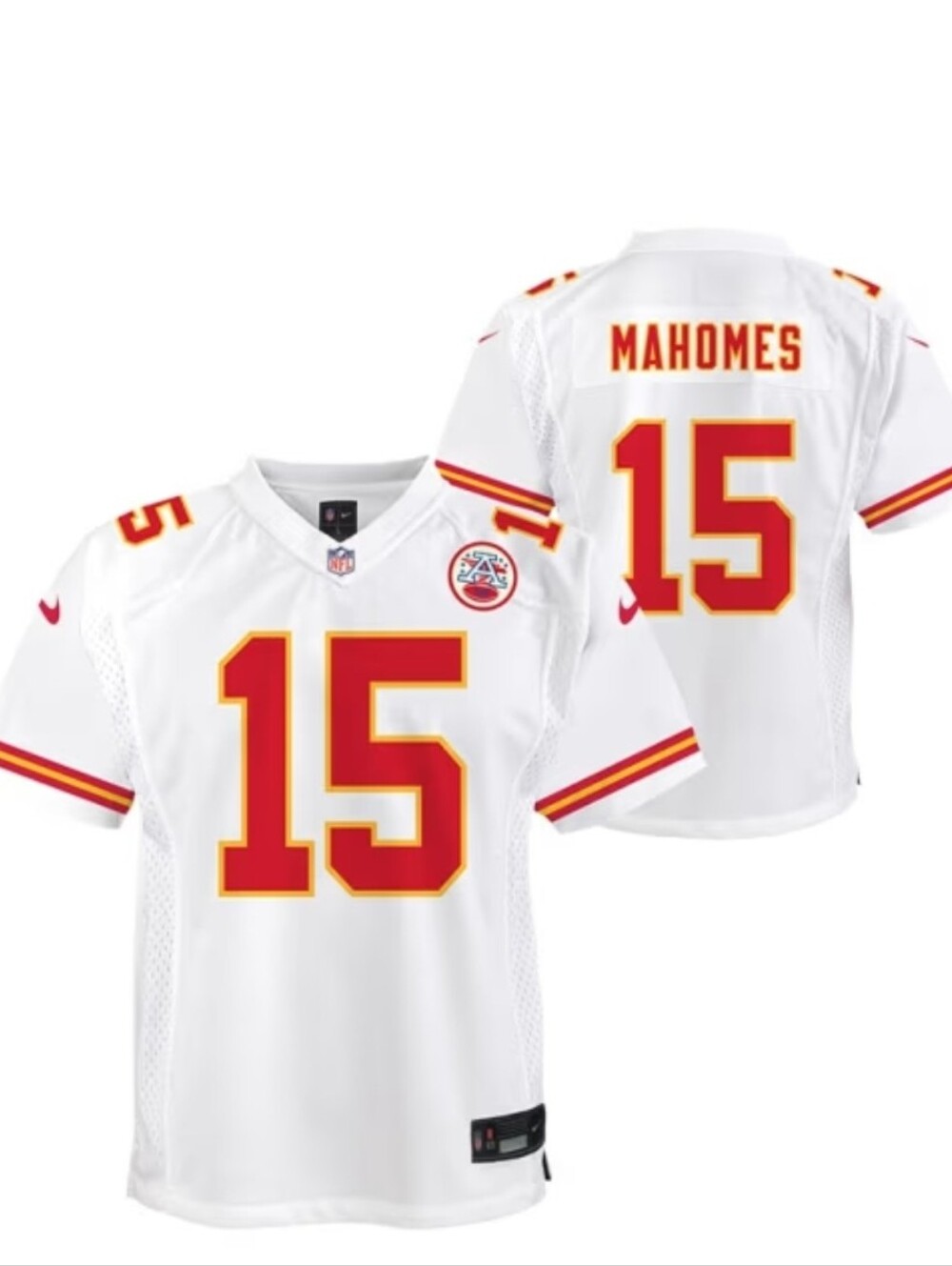 Nike White Chiefs #15 Mahomes  Football Jersey